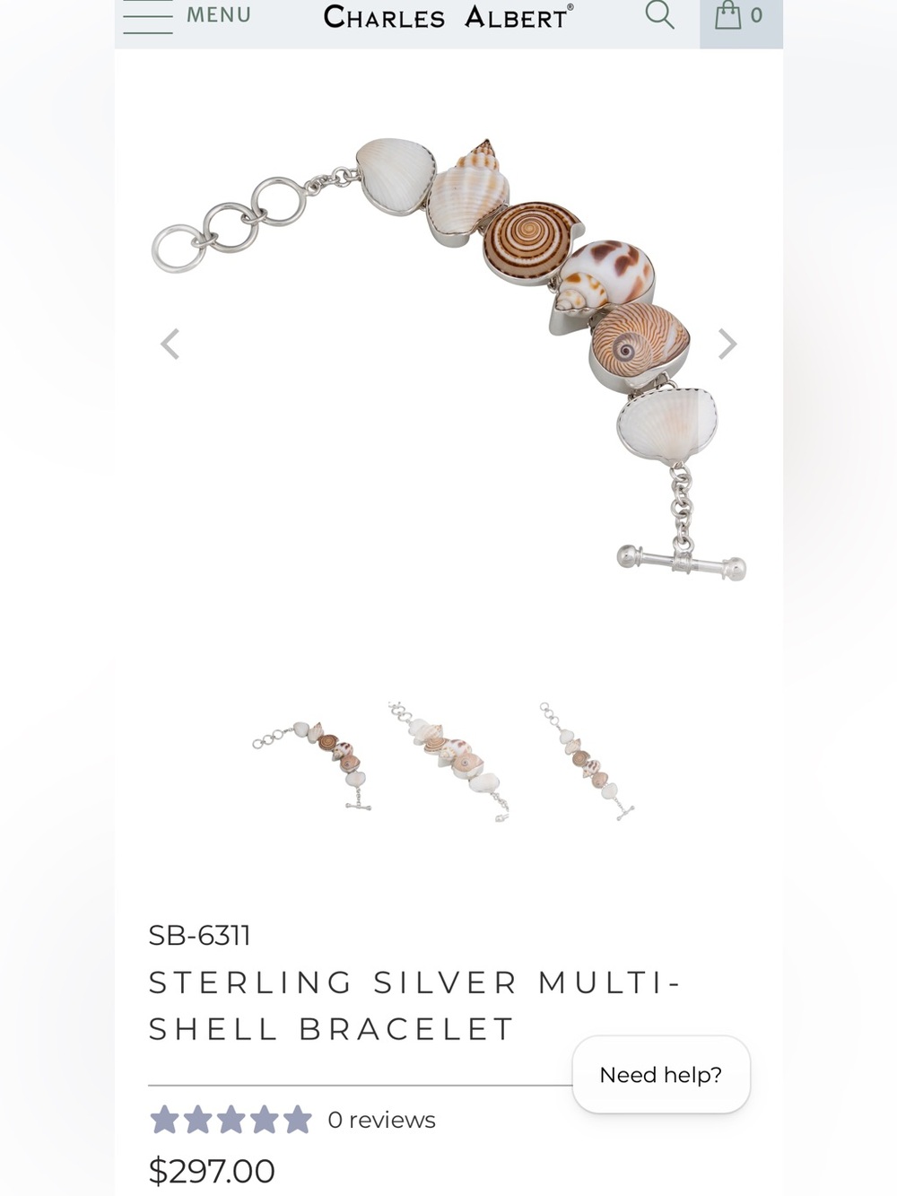 Charles Albert Sterling Silver Seashell Link Bracelet - Picture 7 of 7